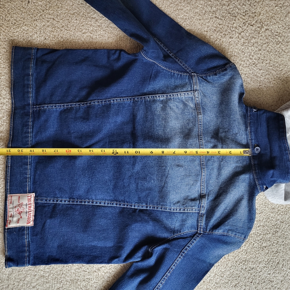 TRUE RELIGION Women's Relaxed Denim Trucker Hooded Jacket size M New Medium NWT - Picture 8 of 11